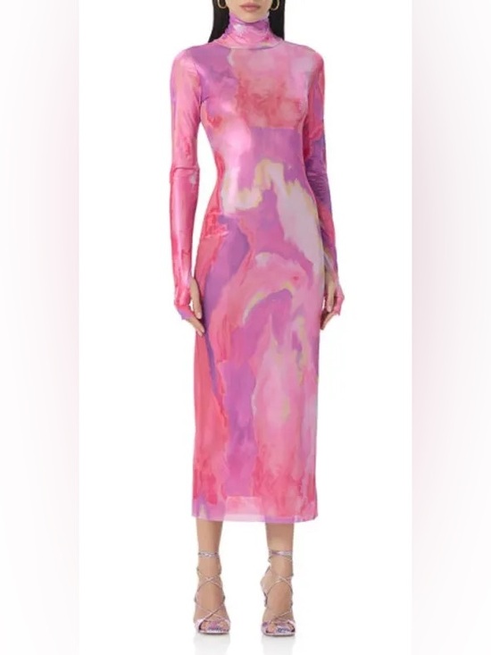AFRM Dresses & Skirts - AFRM Shailene Foil Long Sleeve Dress in Painted Orchid